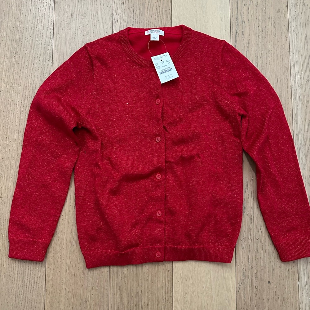 J.crew Glitter Cardigan sweater for girls size L red